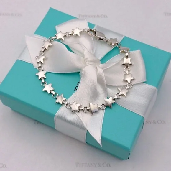 Tiffany & Co. Star Link Chain Bracelet Sterling Silver 925 T&Co Gift Pouch & Box - Picture 5 of 10